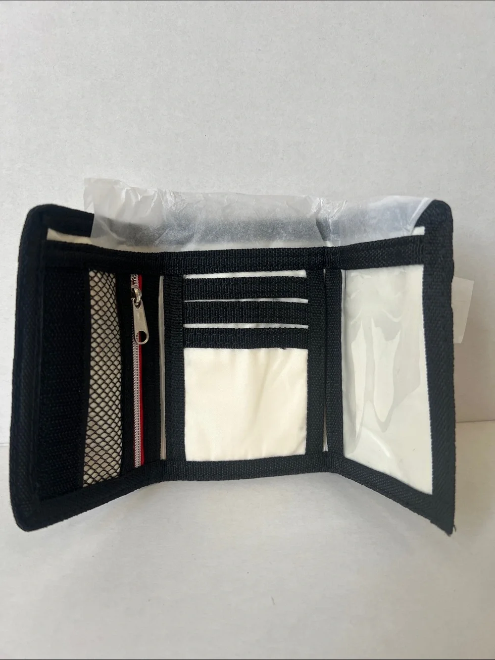 NWT Disney Pizza Planet White & Black Tri-Fold Wallet with Chain